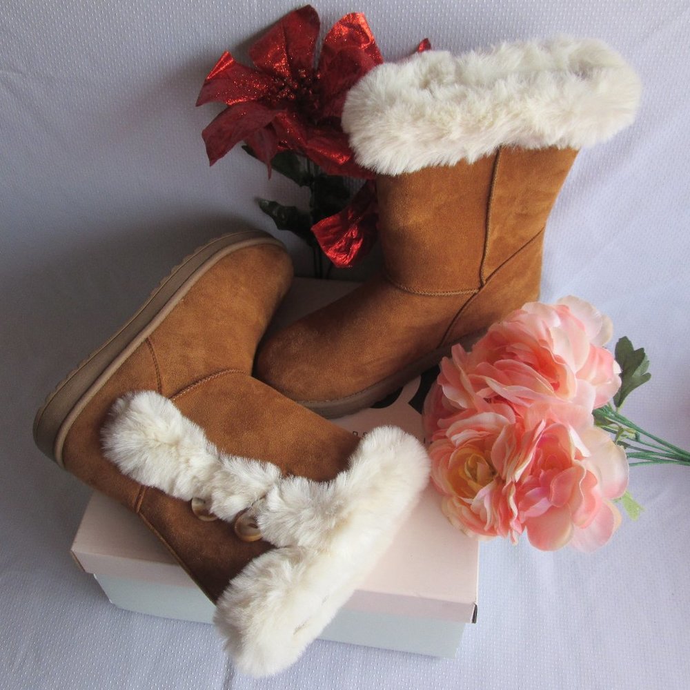 SO SOPHIA BIG GIRLS CHESTNUT WINTER BOOTS (SIZE 6)